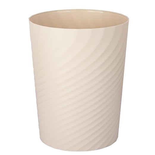 UUJOLY Plastic Small Trash Can Wastebasket, Garbage Container Basket for Bathrooms, Laundry Room, Kitchens, Offices, Kids Rooms, Dorms, (Beige, 1.8 Gallon) by UUJOLY