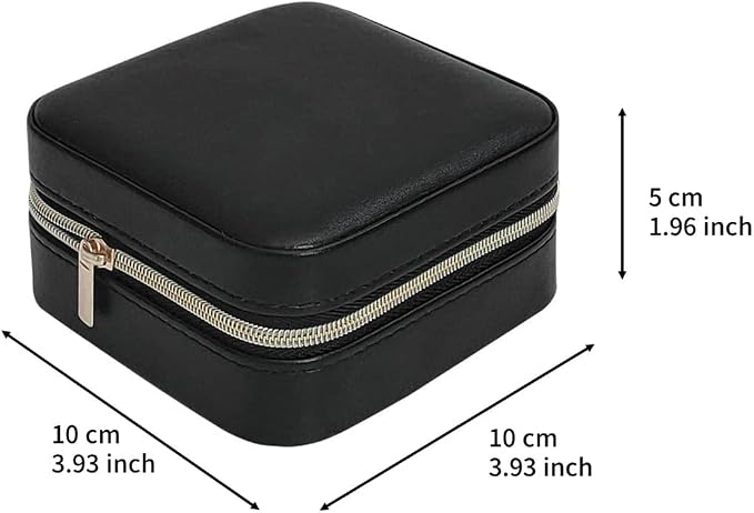 TRODANCE Jewelry Travel Case with Mirror,Small Travel Jewelry Organizer, Portable Jewelry Box Travel Mini Storage Organizer Portable Display Storage Box for Rings Earrings Necklaces (Black) - Image 3