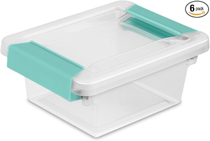 Sterilite 6-Pack Clip Box, Stackable Clear Plastic Bins with Latching Lids, Mini - Writing, Arts or Crafts Supplies Storage Containers for Home, Office, Classroom and Workshop Organization by Sterilite