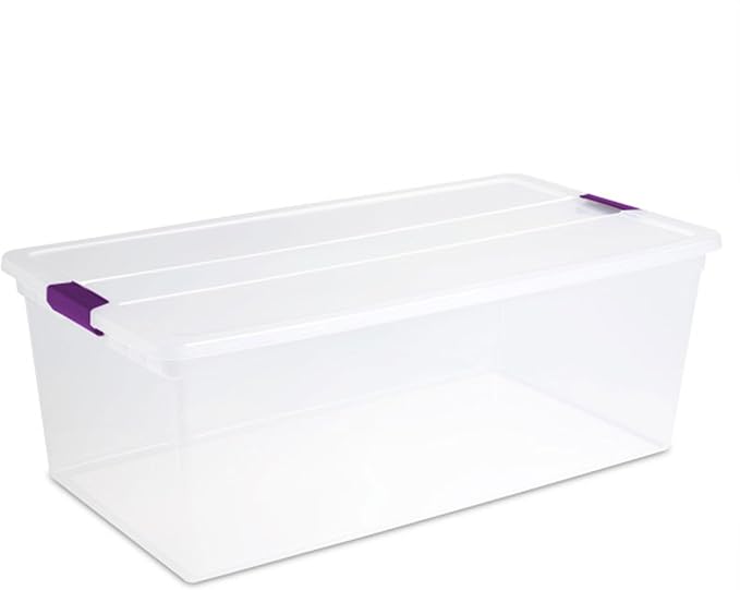 Sterilite 12-Pack 110 Quart ClearView Latch Box, Stackable Organizer Bins with Latching Lids - Clear Plastic Organization Containers for Closet, Bedroom, Shelving Units and Everyday Home Storage - Image 6