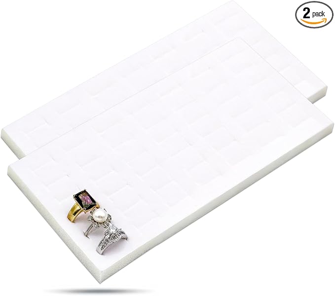 TheDisplayGuys For Your Modern Living 2-Pack 72-Ring Holders Velvet Foam Padding Jewelry Inserts - Tray/Case Liners - Retail Display, Storage (White) by The Display Guys by TheDisplayGuysForYourModernLiving