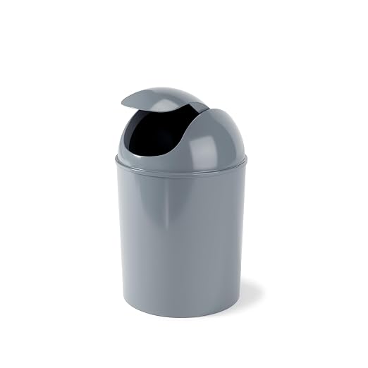 Umbra 1.25 Gallon Mini Waste Can with Removable Swing-Top Lid - Small Garbage Bin for Kitchen, Bathroom, Bedroom, Office - Compact Trash Can Fit Under Tables & Counters - Steel Blue - Image 3