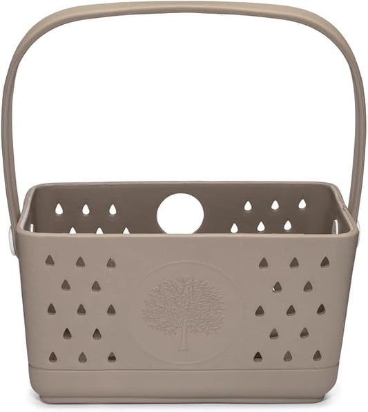 Parker Baby Bath Caddy | BPA Free & Food Grade Shower Caddy Organizer for Toys & Supplies | Quick-Dry, Sturdy & Perfect Size Shower Basket w/Handle in Neutral Colors by ParkerBabyCo