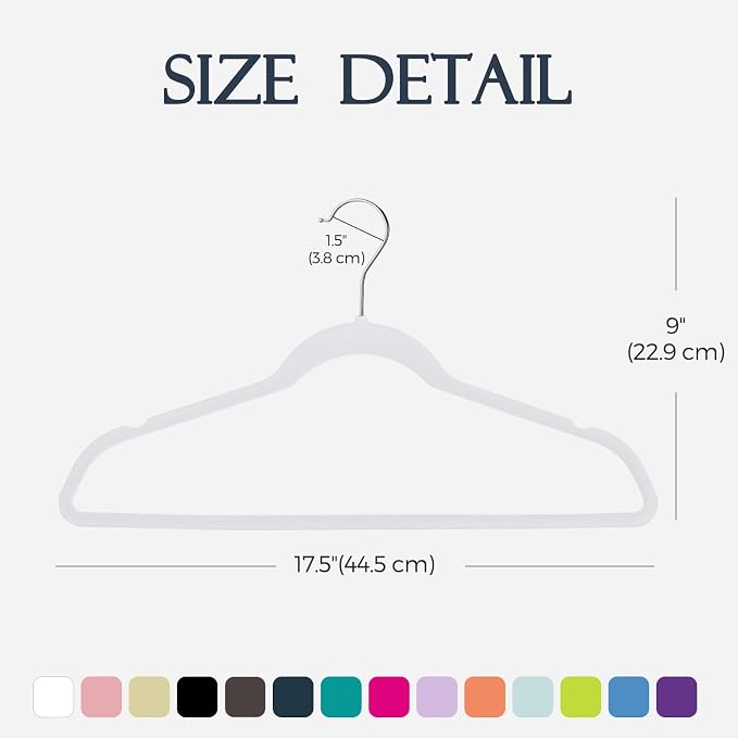 HOUSE DAY White Velvet Hangers 20 Pack, Non Slip Clothes Felt Hanger Heavy Duty for Coat, Premium Slim Space Saving Suit Hangers for Closet Organizer, 360° Rotating Silver Hook - Image 7
