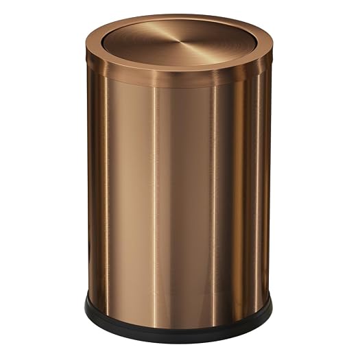 Antique Brass Bathroom Trash can with lid，Stainless Steel,Small Grabage Can with Flipping Lid, 9L/2.4Gal for Living Room,Bedroom,Guest Room,Hotel (Rose Gold) by LEASYLIFE