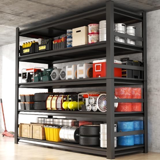 78''H Garage Shelving Storage Shelf Rack, 5-Tier Adjustable Metal Heavy Duty Unit 48W*18D Upgraded Double-Layer Columns&Thickened for Basements, Warehouses, Industrial Applications, Supermarkets - Image 8