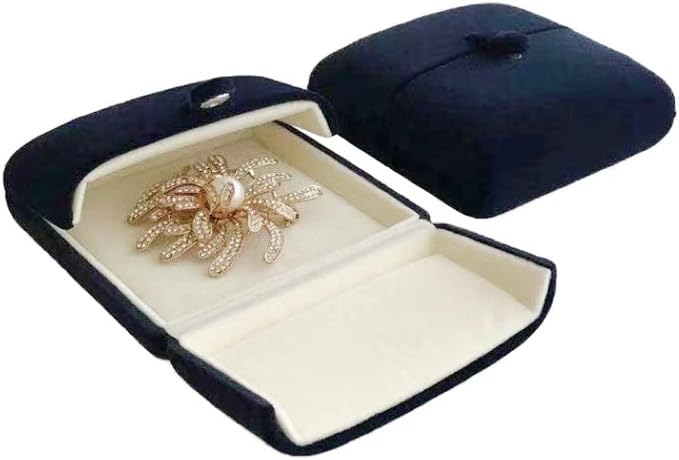 Navy Blue High End Luxurious Velvet Jewelry Box for Brooch Honorary Pin Badge Box Special Presentation Premium Grade Unique Design (Jewelry is not included) - Image 2