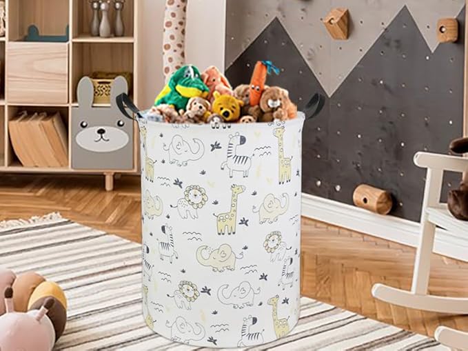 HIYAGON Baby Laundry Hamper Basket Baby Hamper for Nursery Boy and Girl Cute Kids Toys Storage Bin Organizer Animal Room Decor(Animals) - Image 4