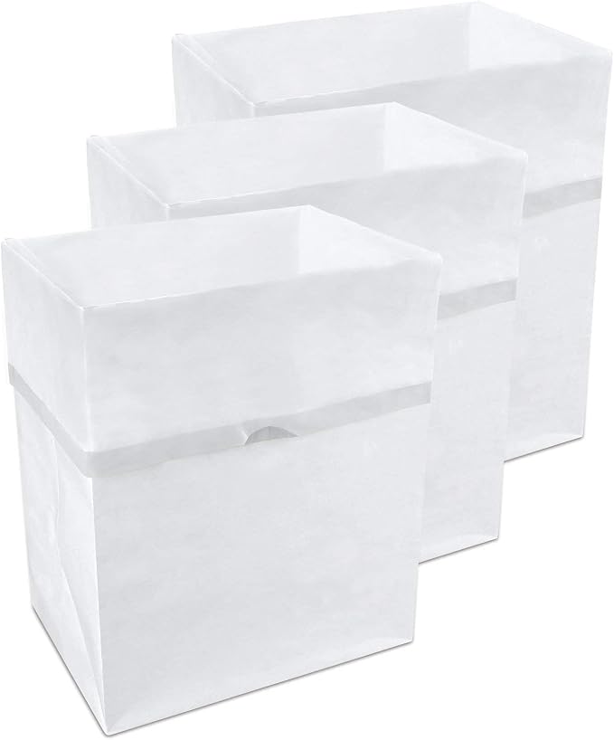 Clean Cubes 13 Gallon Disposable Pop-Up Trash Cans (3-Pack) with Fitted Bags – Foldable Garbage & Recycling Bins for Parties, Events & Kitchen (White, 17" H x 13.5" W x 10" D) by CleanCubes