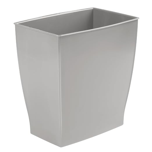 iDesign Small Plastic Bathroom Trash Can, Slim Rectangle Garbage Bin for Bedroom, Office, Dorm, 4-Pack, Gray - Image 9