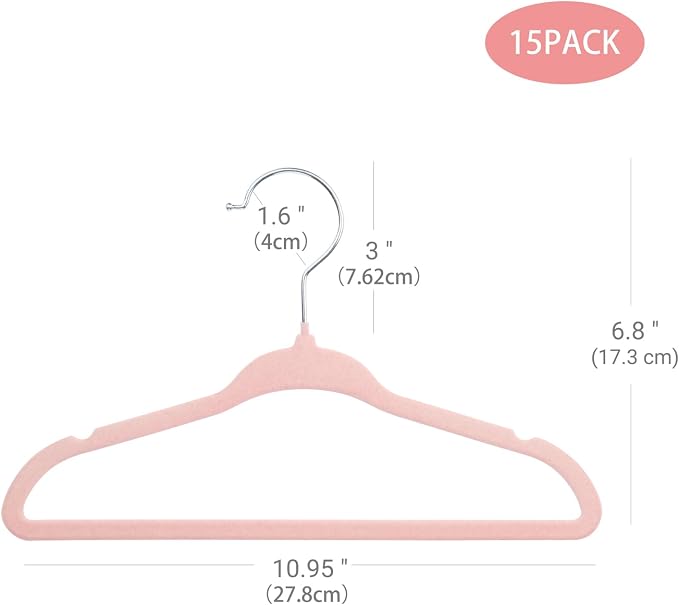 ManGotree Baby Hangers, Childrens Hanger Kids Coat Hangers with Ultra Thin & Non-Slip Design 15 Pack (Light Pink) - Image 2