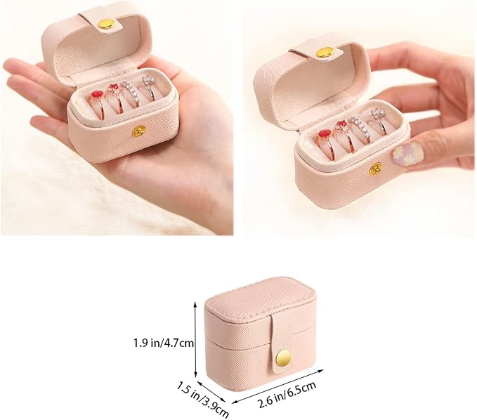 Travel Jewelry Ring Case,Small Jewelry Ring Box,Ring Holder,Mini Jewelry Case Portable Storage Case, for Women Girls, for Travel,Business,Wedding,Bridesmaid Gift(Pink) - Image 2