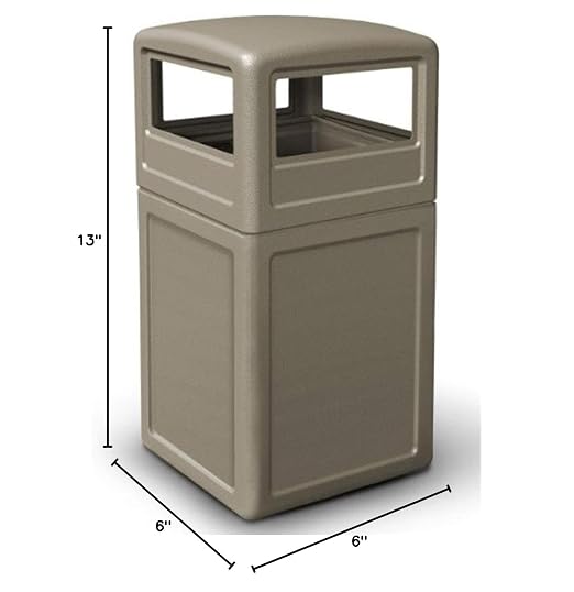 Commercial Zone-73290299PolyTec 42 Gallon Square Waste Container with Dome Lid Color: Beige - Image 2