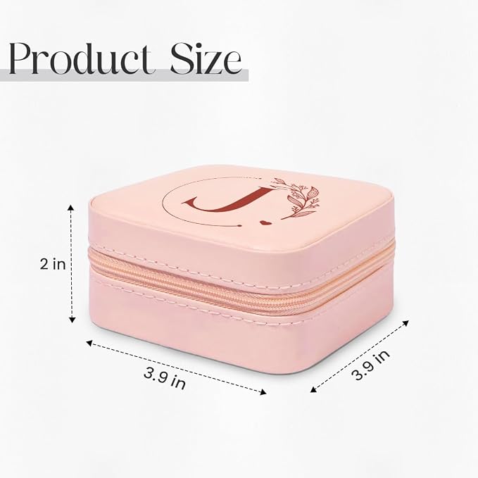 SANDJEST Personalized Jewelry Box, Pink Small Travel Jewelry Box with Initial J, Monogrammed Jewelry Case Organizer for Girls Women Teen, Mini Travel Essentials Gifts for Christmas Birthday - Image 2