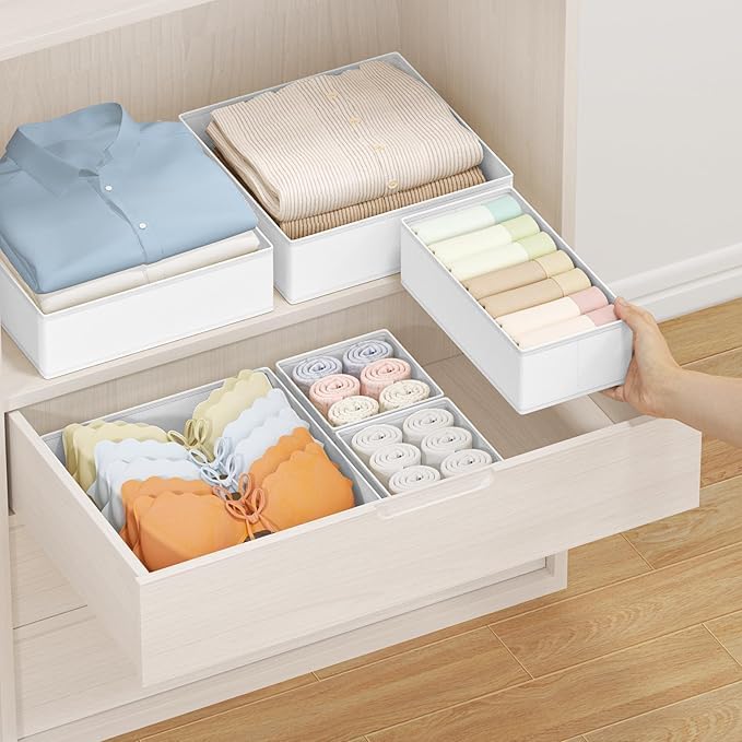 DIMJ Drawer Organizer Clothes 20 Pack - Foldable Baby Organizers and Storage & Dresser Organizer for Bedroom, Closet - Nursery Organization Dresser Dividers for underwear, Sock,Bra, Belt, Tie, White - Image 4