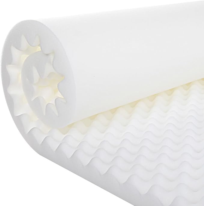 Gilbin Foam Mattress Topper, Egg Crate Hi-Density Foam Pad, Mattress Pad, and Bed Topper for Support (with Waterproof ZipperdCover, Todler Bed Size 27x52)