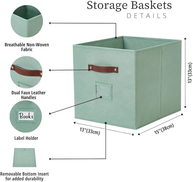 DECOMOMO Storage Baskets, 13x15x13 Storage Cube Bins with Labels for Organizing Shelves Kallax (Kallax / 4pcs, Rainbow) - Image 3