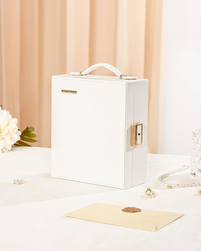Enthralite Large Travel Jewelry Case: Portable Jewelry Box with Mirror - PU Leather Small Jewelry Organizer for Rings Earrings Necklaces Bracelets - Birthday Gift for Her - Image 2
