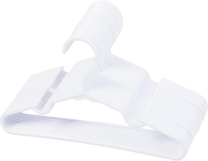 20-Piece White Baby Nursery Closet Hangers, Non-Slip Laundry Infant Pant Hanger for Newborn Clothes Gift, Ultra-Thin Plastic Hanger for Girl Boy Toddler by VIIBASE