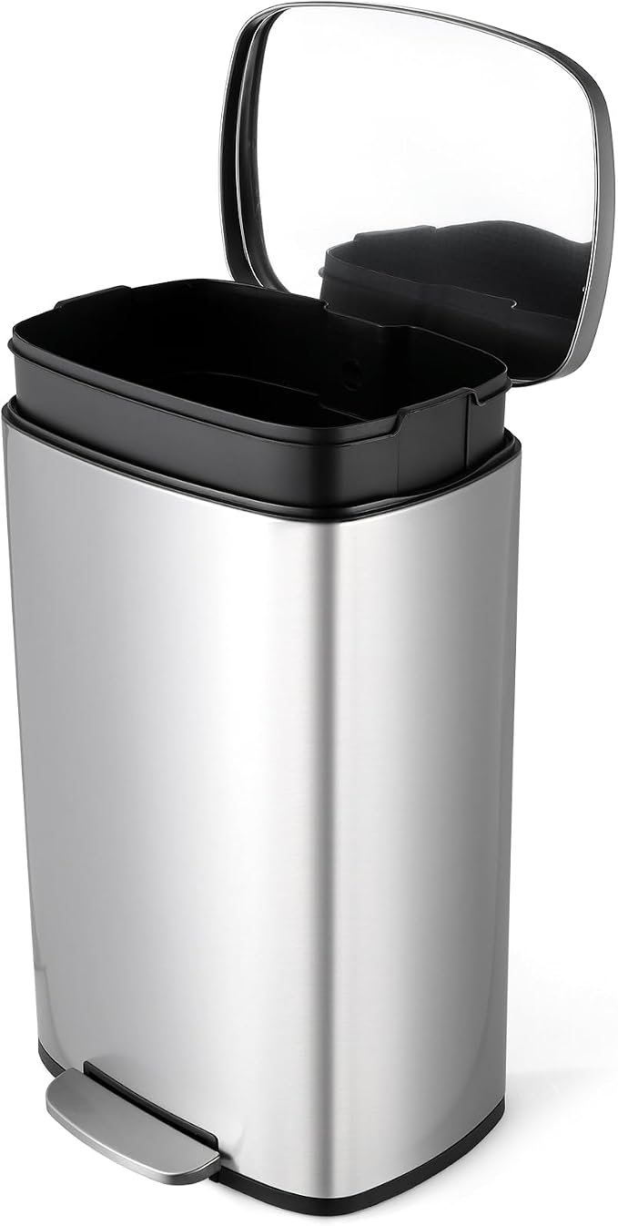 13.2 Gal Kitchen Trash Can, 50L Recycling or Garbage Bin, Brushed Stainless Steel Waste Basket, Soft&Quiet Close Dustbin, with Step-On Pedal, Removable Inner Bucket, for Home, Office, Living Room by ComfyCorner