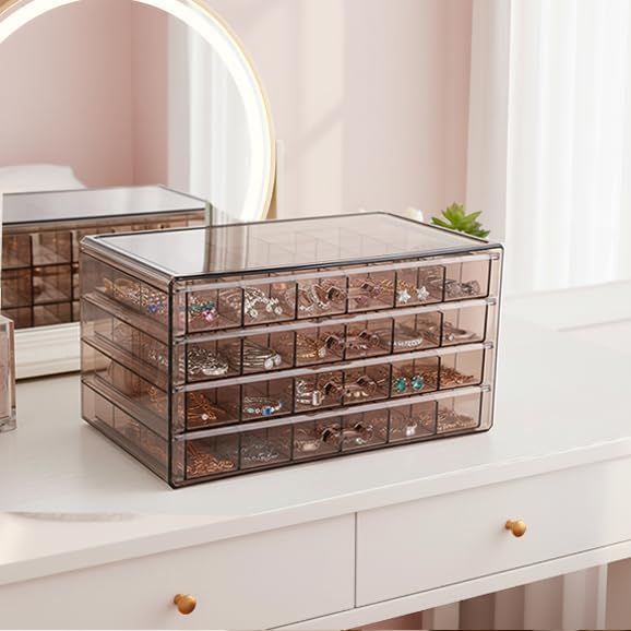 Earring Storage Box Organizer 3 Drawers Acrylic Jewelry Storage Box Holder Transparent Jewelry Display Stand with 72 Cells Gift for Women Girls - Image 7