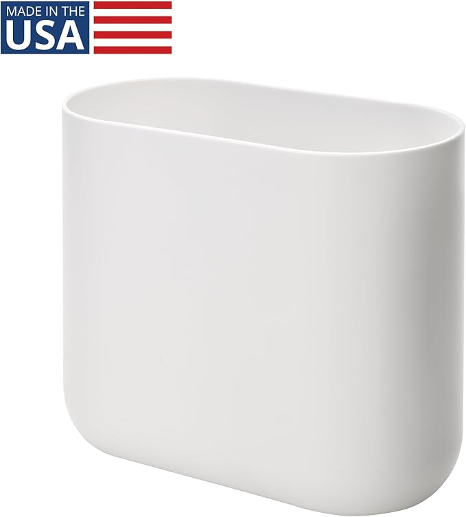 iDesign Small Slim Plastic Bathroom Trash Can, Garbage Can for Bedroom, Office, Desk, Dorm, White - Image 2