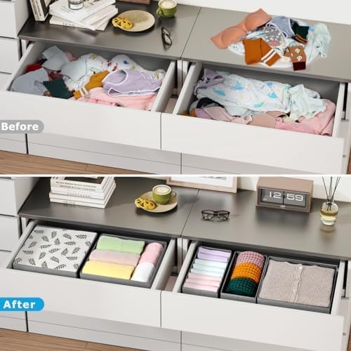 DIMJ Drawer Organizer Clothes, 24 Pack Dresser Organizer, Foldable Closet Organizers and Storage, Fabric Dresser Drawer Organizers, Drawer Dividers for Nursery, Baby Clothes, Underwears, Sock - Image 5