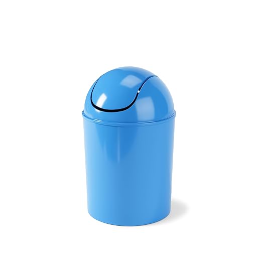 Umbra 1.25 Gallon Mini Waste Can with Removable Swing-Top Lid - Small Garbage Bin for Kitchen, Bathroom, Bedroom, Office - Compact Trash Can Fit Under Tables & Counters - Sky Blue by Umbra