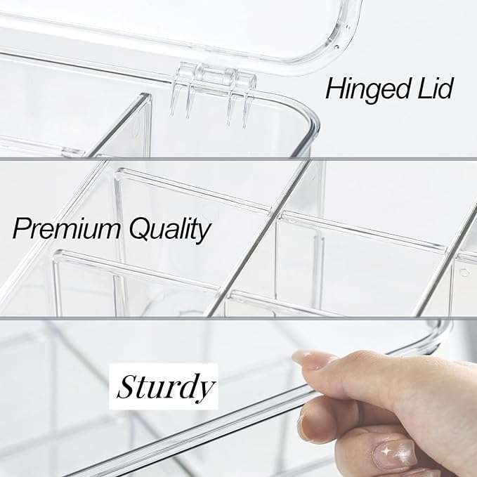 ZEXALOR Socks Underwear Drawer Organzier Dividers, 16 Compartment Removable Divided Plastic Storage Bin with Lid, Storage Organizer for Scarves Ties Bras, Clear Dresser Drawer Organizers - Image 5