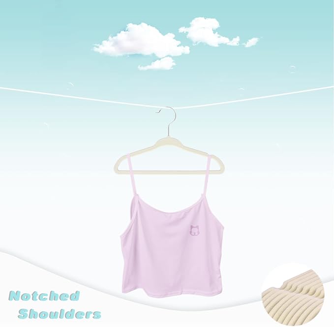 BAGAIL 50 Pack Kids Velvet Hangers 14 Inches Children's Clothes Hangers Non-Slip Baby Hangers for Infant/Toddler (Ivory) - Image 3