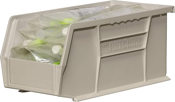 Akro-Mils 30230 AkroBins Plastic Storage Bins, Space-Saving Stackable Bins for Garage, Pantry, Craft Organization, 11" x 5" x 5", Stone, 12-Pack - Image 11