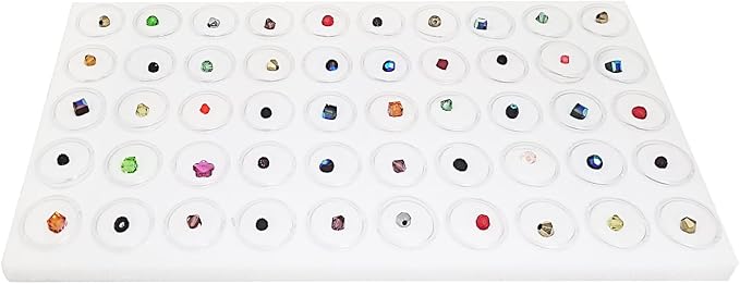 MOOCA Glass Top Black Jewelry Display Case 50 Gem Jars, Ring Box, Jewelry Organizer, Gem jar storage, Glass Display Box, Ring storage White Tray with Gem Jar - Image 4