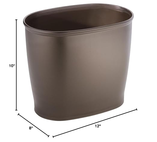 iDesign Slim Plastic Bathroom Trash Can, Small Garbage Bin for Bedroom, Office, Desk, Dorm, Bronze (Pack of 2) - Image 9