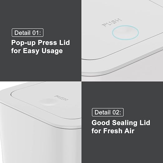 N. NETDOT 3 Pack 2.6 Gallon / 10L Bathroom Trash Can with Lid,Kitchen Garbage Can Small Trash Bin Waste Basket for Bathroom,Kitchen,Bedroom,Living Room,Office - Off White - Image 6