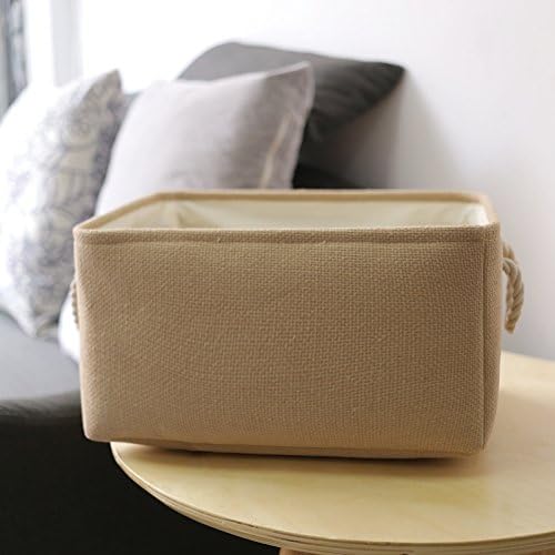 TheWarmHome Large Storage Basket - Fabric Storage Baskets for Organizing Shelves, Collapsible Storage Bin Organizer for Closet Bookself Laundry Dog Toy Home Organization, Decorative Beige Basket Gift - Image 8