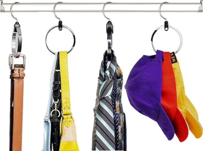 Rolly Hanger® Closet Space Saver – Premium Rotating Aluminum Organizer for Belts, Ties, Hats & Handbags – Heavy Duty 360° Swivel – Declutter & Maximize Storage (1 Pack) - Image 13