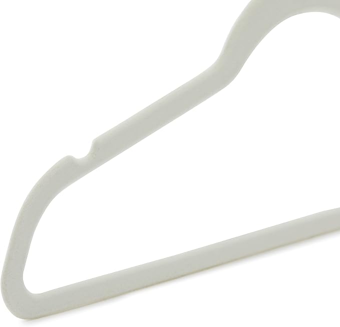 Amazon Basics Slim Velvet Non-Slip Space Saving Suit Clothes Hangers, Closet Organizer, Sturdy Construction, Ivory/Rose Gold, 50-Pack - Image 4