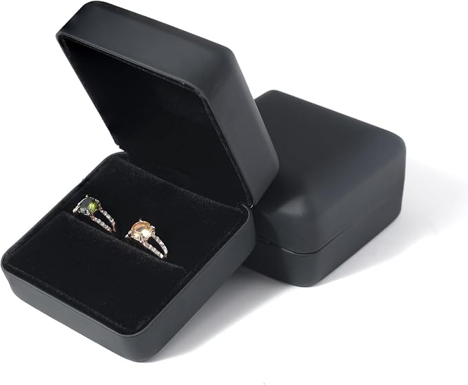 Velvet Ring Gift Box, Small Jewelry Earring Studs Holder Case for Wedding Day, Proposal, Engagement, Anniversary, Ring Display Storage Box for Women Girl (Black S) - Image 4