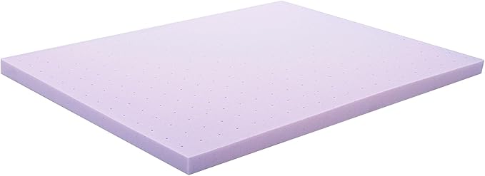 Lucid 3 Inch Lavender Memory Foam Mattress Topper, Queen Size – Essential Oil Infusion – Deep Plush Feel, Pressure-Relieving Bed Topper – Ventilated and Breathable – CertiPur Certified