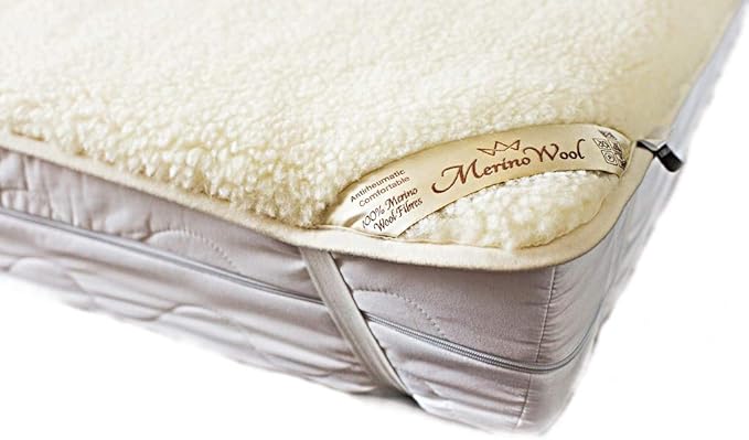 Mattress Topper Sheet Protector Underblanket Extra Thick Mattress pad Cover Woolmark Under Blanket (King 76" x 80" - 190 x 200 cm) Ecru/Cream