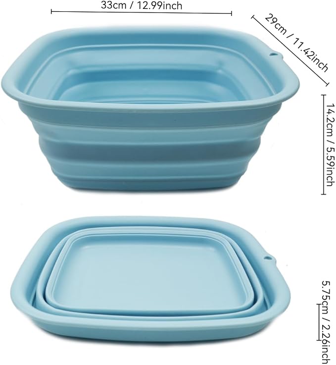 SAMMART 7.7L (2 Gallon) Collapsible Tub - Foldable Dish Tub - Portable Washing Basin - Space Saving Plastic Washtub (Sea Angel, S) - Image 3