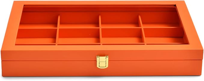 Oirlv Premium Leather Jewelry Organizer Tray with Acrylic Lid Bracelet Bangle Necklace Display Case Drawer Insert 12 Gird Jewelry Case - Image 4