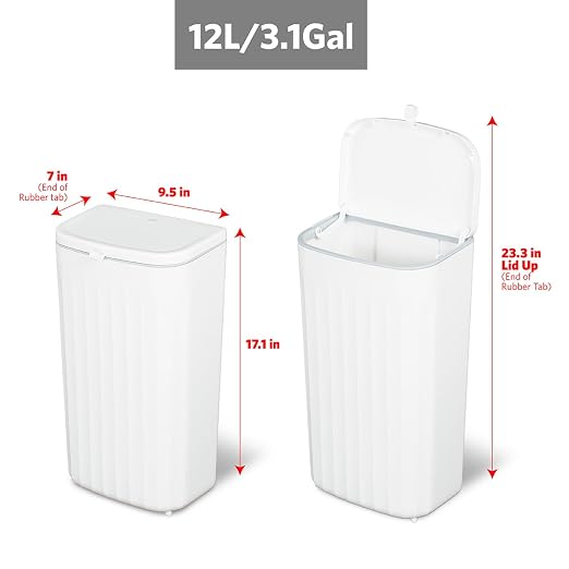 Glad Roomate Under Counter Waste Bin | Space Saving Small Trash Can for Kitchen Cabinet, Bathroom or Office | Dual Lid for Ease of Opening, 12 Liter, White - Image 2