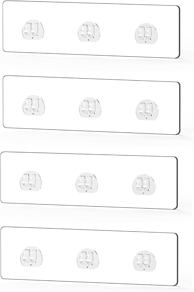 4 Packs Shower Caddy Adhesive Replacement, Strong Adhesive Hooks for Shower Caddy Kitchen Racks, No Drilling Transparent by Unknown