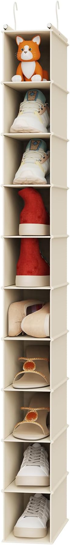 MAX Houser 10-Shelf Hanging Shoe Shelf Organizer, Hanging Shoe Storage for Closet (Beige) - Image 5