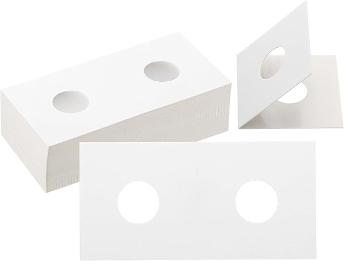 PATIKIL 2 x 2 Coin Flips, 100 Pack 17.5mm Cardboard Coin Holder Paper Coin Holders for Coin Collection Supplies Collector, White