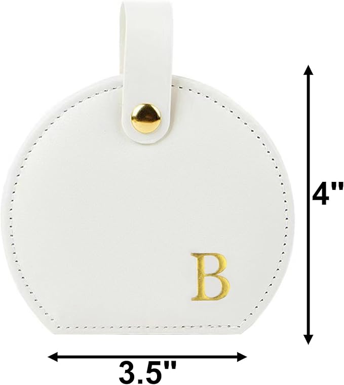 Travel Jewelry Case,Personalized Jewelry Box,Elegant Half-Moon Design with Personalized Golden Initial Case,Personalized Gifts for Women,Jewelry organizer;Personalized Gifts for Women or Friends(B) - Image 2