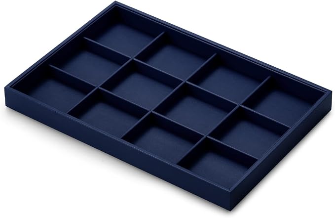 Oirlv Stackable Premium Leather Jewelry Trays 12 Grid Jewelry Drawer Organizer Trays Bracelet Earrings Watches Showcase Display Organizer - Image 7