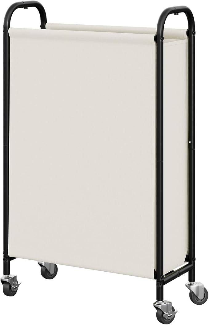 GRANNY SAYS 80L Slim Laundry Hamper with Silent Brake Wheels, Sturdy Metal Frame & Handle, Rolling Laundry Basket for Laundry Room, Bedroom, Bathroom, or RV – Great for Singles or Couples, Beige by GRANNYSAYS