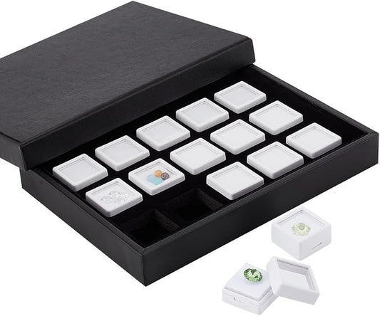 PH PandaHall 15 Gems Storage Container Gemstone Jewelry Box Diamond Stone Display Box Small Square Plastic Box Jewelry Organizer with Sponge for Gems Coins 1.16inch by PHPandaHall